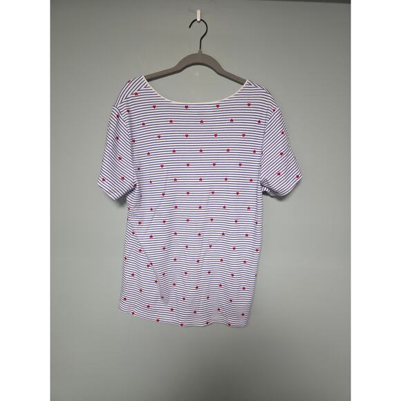 Karen Scott Striped Heart Print Top Plus Size 1X SoftGirl NormCore Casual Work - Picture 2 of 8